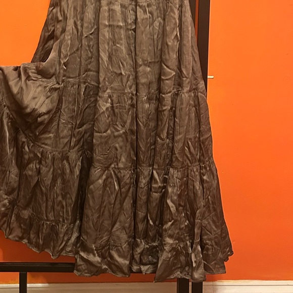 FP Satin Tiered Dress w/ Gold Sequin Straps – Flowy Festival Midi - Picture 3 of 6